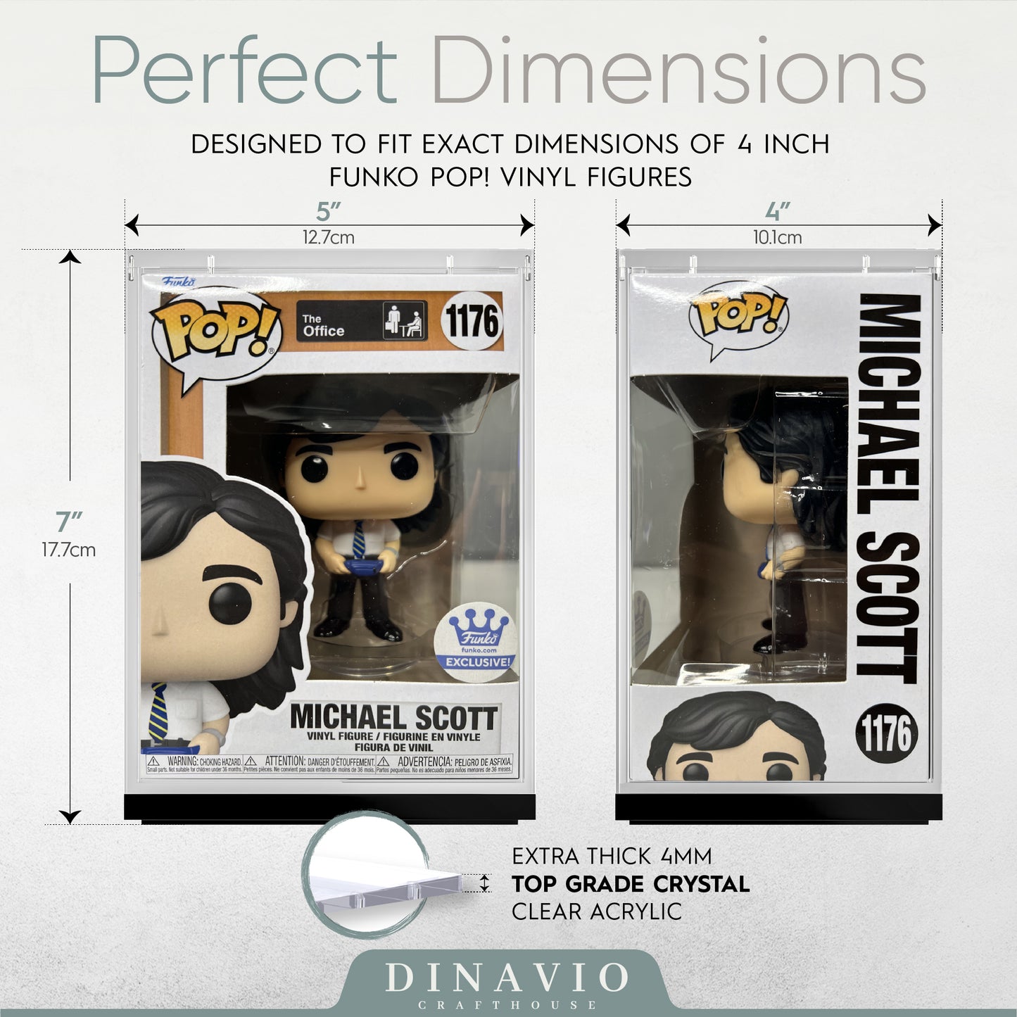 Funko Pop Acrylic Display Display Case with Colored Base - Compatible with 4" Vinyl Figures